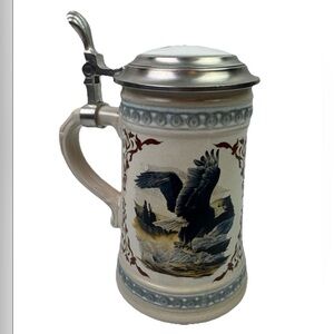 Vintage Alwe Harley-Davidson Bald Eagle Pewter Lidded Stein Made in Germany